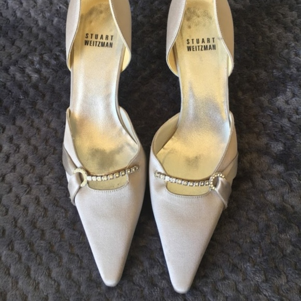 Stewart Weitzman 5.5 Silver Jeweled 2.5" Pumps